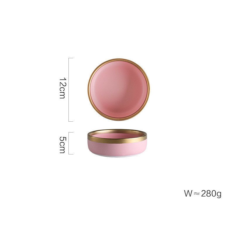 Ceramic pink household simple tableware $27.06 Dana Fashion Style: 5 inch small bowl Dana's Kitchen Material: Porcelain Applicable people: adults Shape: round Microwave: available Applicable scene: drinking tea Surface technology: glaze