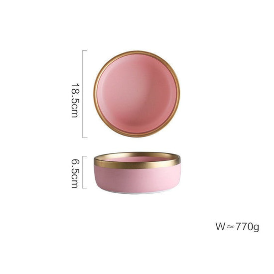 Ceramic pink household simple tableware $48.12 Dana Fashion Style: 7 inch big bowl Dana's Kitchen Material: Porcelain Applicable people: adults Shape: round Microwave: available Applicable scene: drinking tea Surface technology: glaze