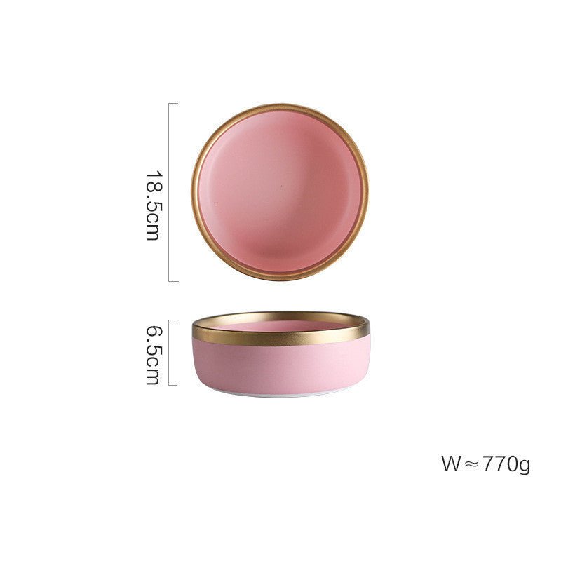 Ceramic pink household simple tableware $48.12 Dana Fashion Style: 7 inch big bowl Dana's Kitchen Material: Porcelain Applicable people: adults Shape: round Microwave: available Applicable scene: drinking tea Surface technology: glaze