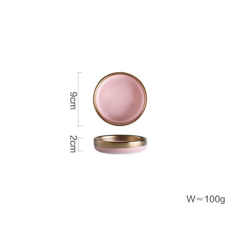 Ceramic pink household simple tableware $14.39 Dana Fashion Style: Taste dish Dana's Kitchen Material: Porcelain Applicable people: adults Shape: round Microwave: available Applicable scene: drinking tea Surface technology: glaze