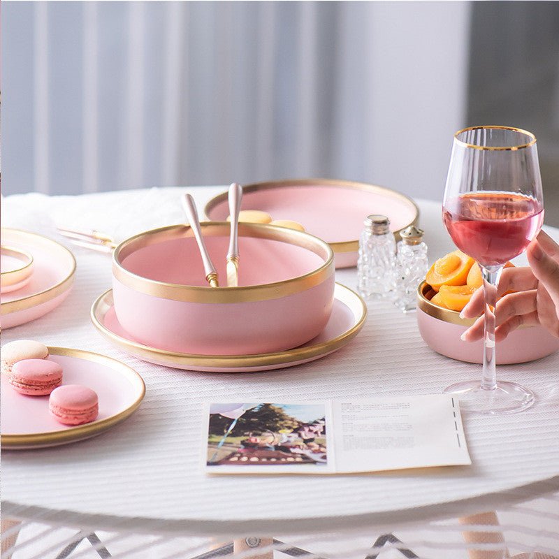Ceramic pink household simple tableware $27.06 Dana Fashion Style: 5 inch small bowl Dana's Kitchen Material: Porcelain Applicable people: adults Shape: round Microwave: available Applicable scene: drinking tea Surface technology: glaze