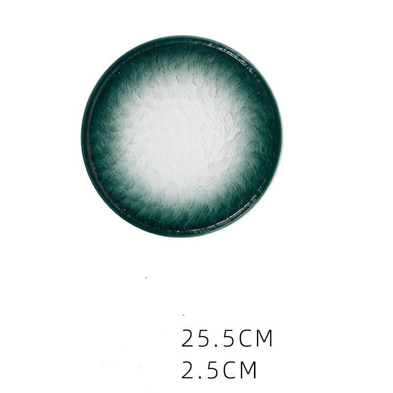 Ceramic Plate, Western Food Plate, Steak Plate $22.92 Dana Fashion Color: Green Size: 10inches Dana's Kitchen Product information: Material: Ceramic Shape: round Microwave: available Applicable scenes: home, hotel, food Surface technology: underglaze Colo