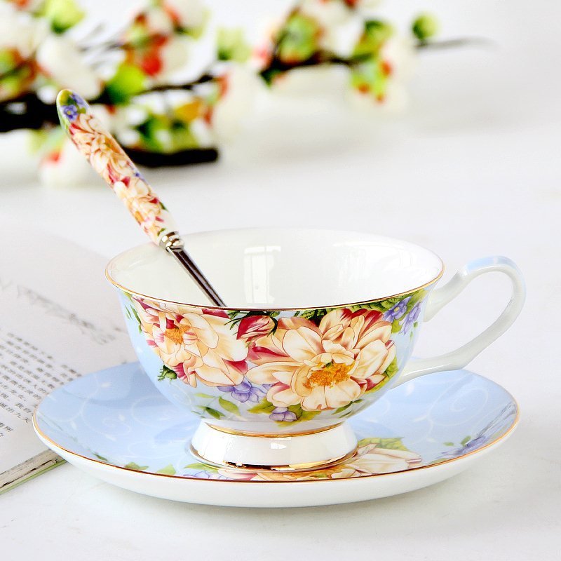 Ceramic plates and cups $51.26 Dana Fashion Color: 3 Set Dana's Kitchen Material: porcelain Style: European style Popular elements: pastoral style Coffee cup accessories: with saucer