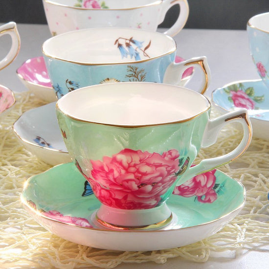 Ceramic plates and cups $51.26 Dana Fashion Color: 9 Set Dana's Kitchen Material: porcelain Style: European style Popular elements: pastoral style Coffee cup accessories: with saucer