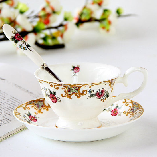 Ceramic plates and cups $51.26 Dana Fashion Color: 7 Set Dana's Kitchen Material: porcelain Style: European style Popular elements: pastoral style Coffee cup accessories: with saucer
