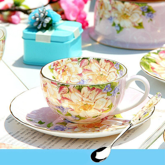 Ceramic plates and cups $51.26 Dana Fashion Color: 2 Set Dana's Kitchen Material: porcelain Style: European style Popular elements: pastoral style Coffee cup accessories: with saucer