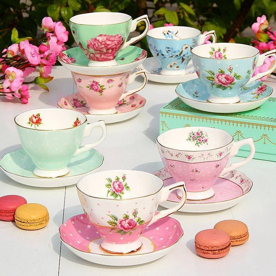 Ceramic plates and cups $51.26 Dana Fashion Color: 1 Set Dana's Kitchen Material: porcelain Style: European style Popular elements: pastoral style Coffee cup accessories: with saucer