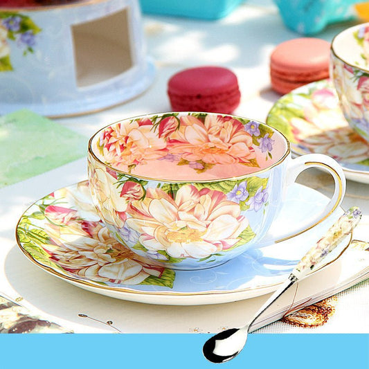 Ceramic plates and cups $51.26 Dana Fashion Color: 1 Set Dana's Kitchen Material: porcelain Style: European style Popular elements: pastoral style Coffee cup accessories: with saucer