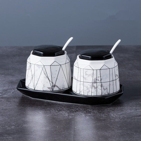 Ceramic seasoning jar set $33.24 Dana Fashion Style: Style1 Dana's Kitchen Material: Ceramic Can be loaded with seasoning type solid seasoning
