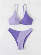 Solid Color Stitching Bikini - DanaFashionstore