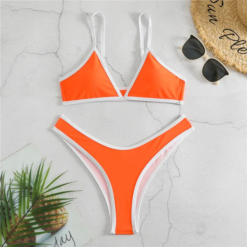 Europe And The United States Sexy Split Bikini Ladies Swimsuit Fashion Cute Solid Color Triangle BIKINI Swimsuit - DanaFashionstore