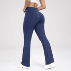 Cross Waist Side Pocket Leisure Sports Bell-bottom Pants Slim Fit Yoga Pants Women - DanaFashionstore