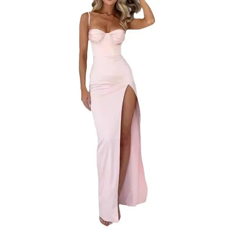 Fashion Suspenders Slim Fit Slit Dress Women - DanaFashionstore