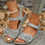 Women's Summer Plus Size Hollow-out Flower Platform Wedge Sandals - DanaFashionstore