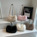 Autumn And Winter Fashion Shoulder Bags Pearl Chain Crossbody Bag Versatile Commuting Armpit Plush Female Bag - DanaFashionstore