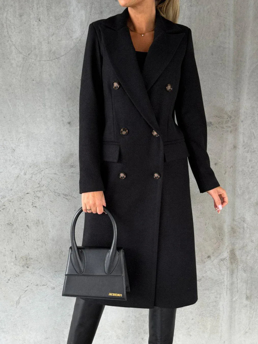 Double Breasted Lapel Coat Winter Fashion Solid Slim Long Jacket Long Sleeve Tops Womens Clothing - DanaFashionstore