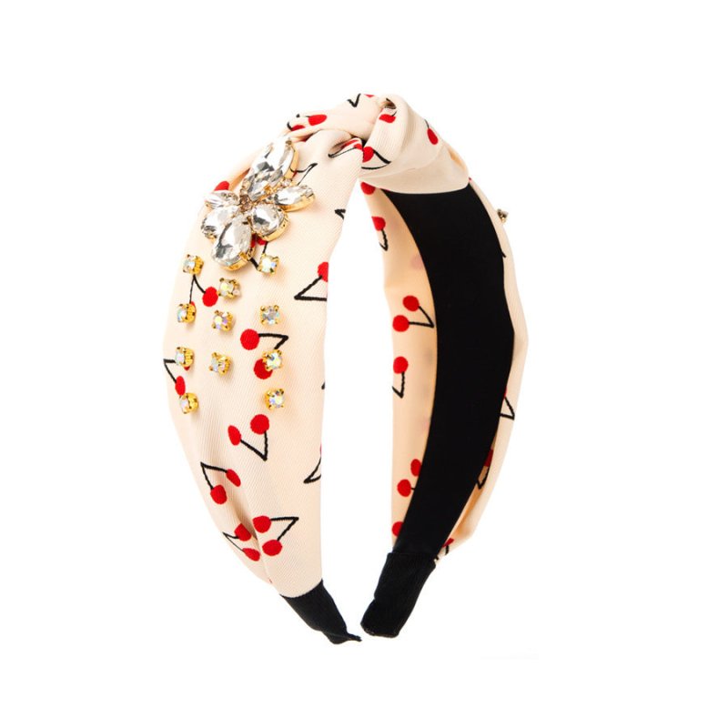 Cherry Print Mid-knot Headband Temperament Wild Headwear $19.00 Dana Fashion Color: Beige Women's Accessories Product information: Processing Technology: Handmade Color: green, beige, champagne, Gray Applicable people: women Material: Velvet Popular eleme