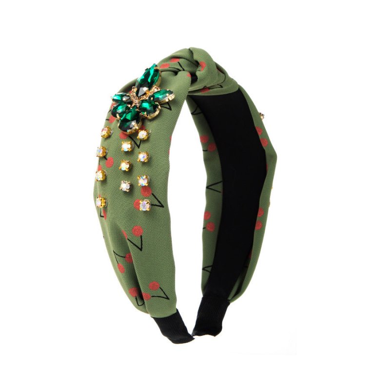 Cherry Print Mid-knot Headband Temperament Wild Headwear $19.00 Dana Fashion Color: Green Women's Accessories Product information: Processing Technology: Handmade Color: green, beige, champagne, Gray Applicable people: women Material: Velvet Popular eleme