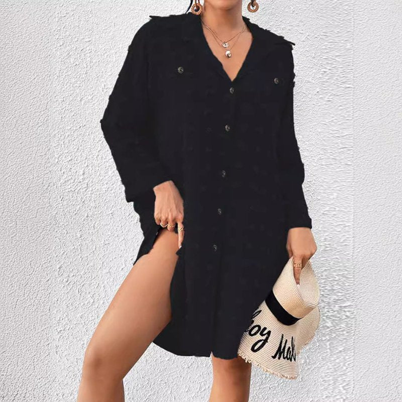 Chiffon Jacquard Fur Ball Loose Casual Shirt $51.74 Dana Fashion Color: Black Size: L Women's clothing Product information: Color: white, black, wine red, pink Sleeve type: shirt sleeve Main fabric composition: Polyester (polyester fiber) Size: XS,S,M,L,X