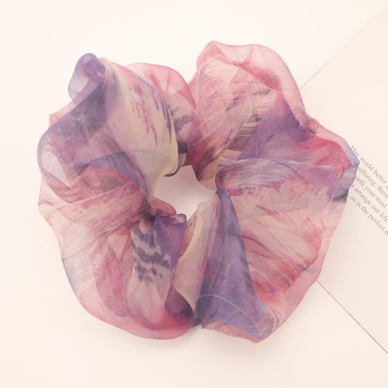 Chiffon Oversized Organza Spring And Summer New Simple Hair Accessories $8.00 Dana Fashion Color: 2 Purple Women's Accessories Product information: Processing Technology: Handmade Color: 1# Orange large intestine hair ring, 2# purple large intestine hair