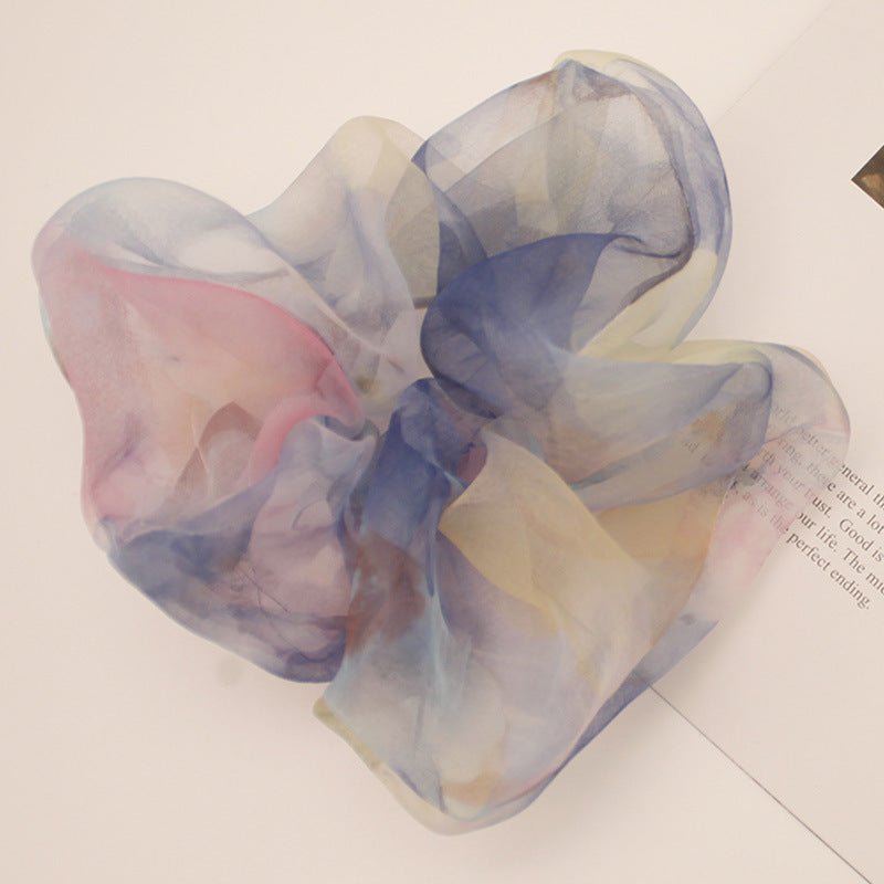 Chiffon Oversized Organza Spring And Summer New Simple Hair Accessories $8.00 Dana Fashion Color: 3 Blue Women's Accessories Product information: Processing Technology: Handmade Color: 1# Orange large intestine hair ring, 2# purple large intestine hair ri