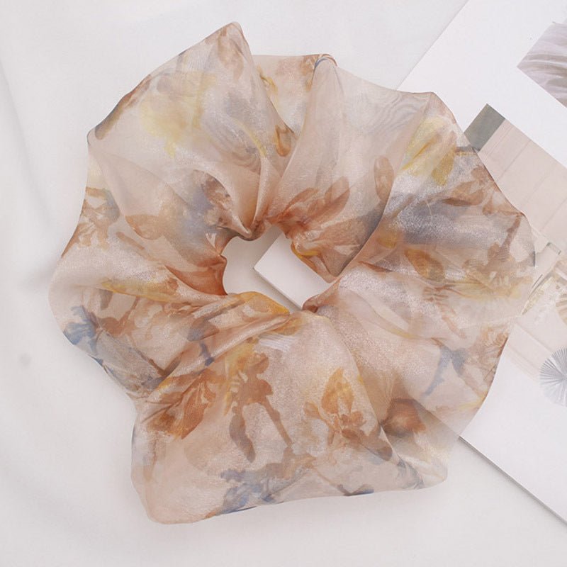 Chiffon Oversized Organza Spring And Summer New Simple Hair Accessories $8.00 Dana Fashion Color: 5 Khaki Women's Accessories Product information: Processing Technology: Handmade Color: 1# Orange large intestine hair ring, 2# purple large intestine hair r