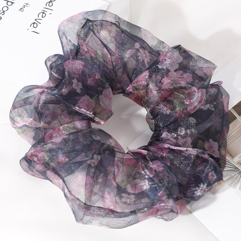 Chiffon Oversized Organza Spring And Summer New Simple Hair Accessories $8.00 Dana Fashion Color: Black Shivering Women's Accessories Product information: Processing Technology: Handmade Color: 1# Orange large intestine hair ring, 2# purple large intestin