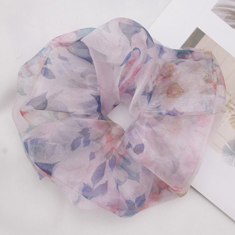 Chiffon Oversized Organza Spring And Summer New Simple Hair Accessories $8.00 Dana Fashion Color: 6 Pink Printed Women's Accessories Product information: Processing Technology: Handmade Color: 1# Orange large intestine hair ring, 2# purple large intestine