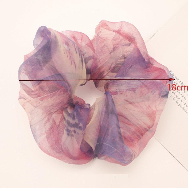 Chiffon Oversized Organza Spring And Summer New Simple Hair Accessories $8.00 Dana Fashion Color: 1 Orange Women's Accessories Product information: Processing Technology: Handmade Color: 1# Orange large intestine hair ring, 2# purple large intestine hair