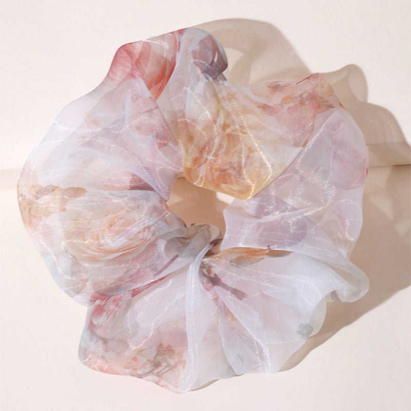 Chiffon Oversized Organza Spring And Summer New Simple Hair Accessories $8.00 Dana Fashion Color: Fantasy Women's Accessories Product information: Processing Technology: Handmade Color: 1# Orange large intestine hair ring, 2# purple large intestine hair r