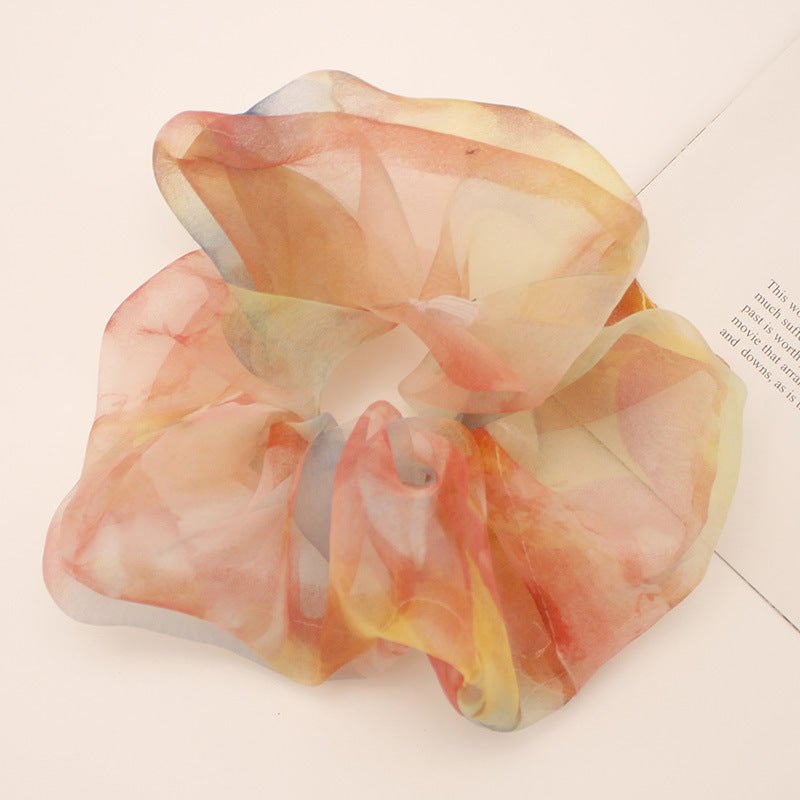 Chiffon Oversized Organza Spring And Summer New Simple Hair Accessories $8.00 Dana Fashion Color: 1 Orange Women's Accessories Product information: Processing Technology: Handmade Color: 1# Orange large intestine hair ring, 2# purple large intestine hair