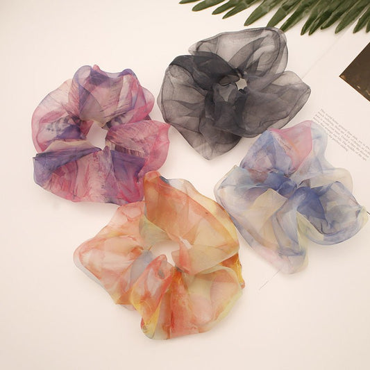 Chiffon Oversized Organza Spring And Summer New Simple Hair Accessories $8.00 Dana Fashion Color: 1 Orange Women's Accessories Product information: Processing Technology: Handmade Color: 1# Orange large intestine hair ring, 2# purple large intestine hair