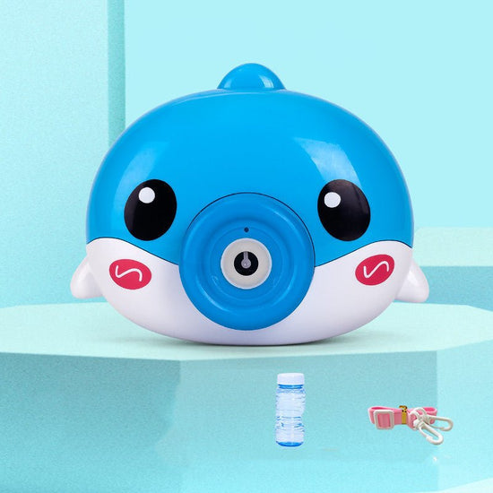 child Bubble machine camera $26.95 Dana Fashion Color: Blue dolphin Baby & Mother Material: Plastic/Plastic Packing method: color box, pp bag Ability training: vision, hand-eye coordination, interactive toys, parent-child communication Is there an animati