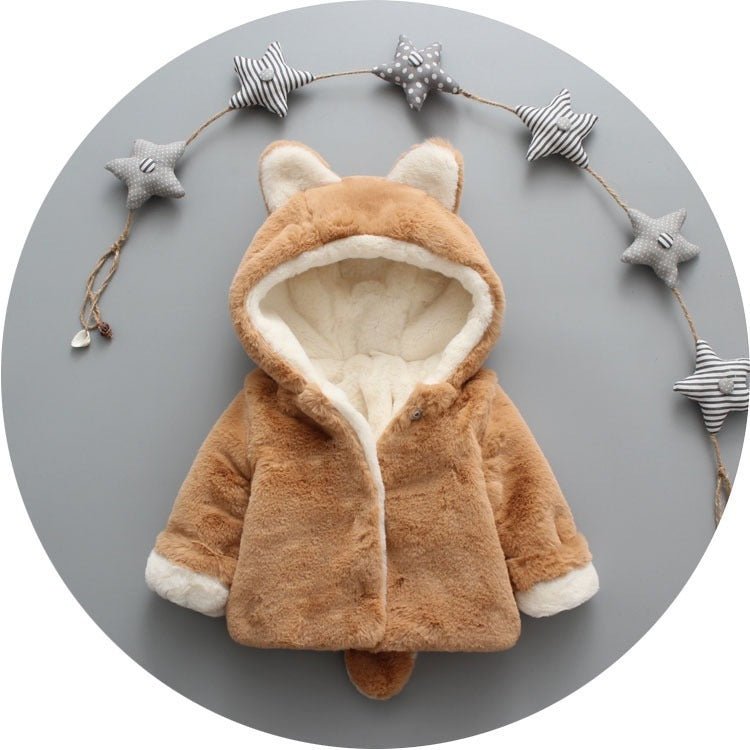 Children Thick Small Tail Faux Fur Coat $26.64 Dana Fashion Color: Deep Khaki Suit Height: 100cm Baby Clothing Product information: Color: red, dark khaki, gray, pink Applicable gender: neutral/both men and women Suitable height: 80cm,90cm,100cm,110cm,120