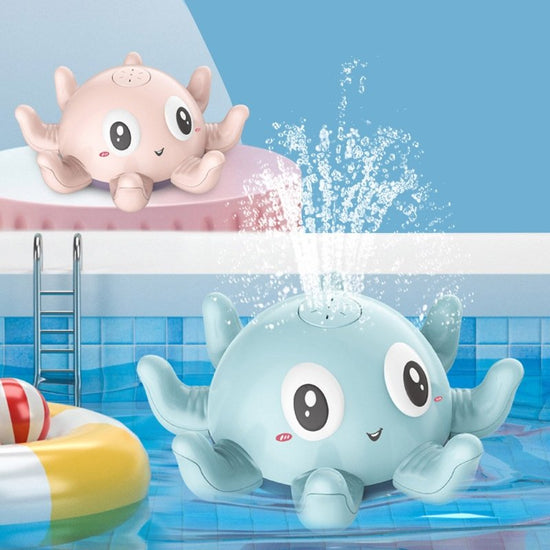 Children's Automatic Water Spray Bath Toys Bath Fun Toys With Flashing Water Spray Toy Baby Swimming Shower With Toys New $20.77 Dana Fashion Color: Blue Toys & Hobbies Overview: [Happy bathing time for the baby] When the luminous bath toy is placed in th