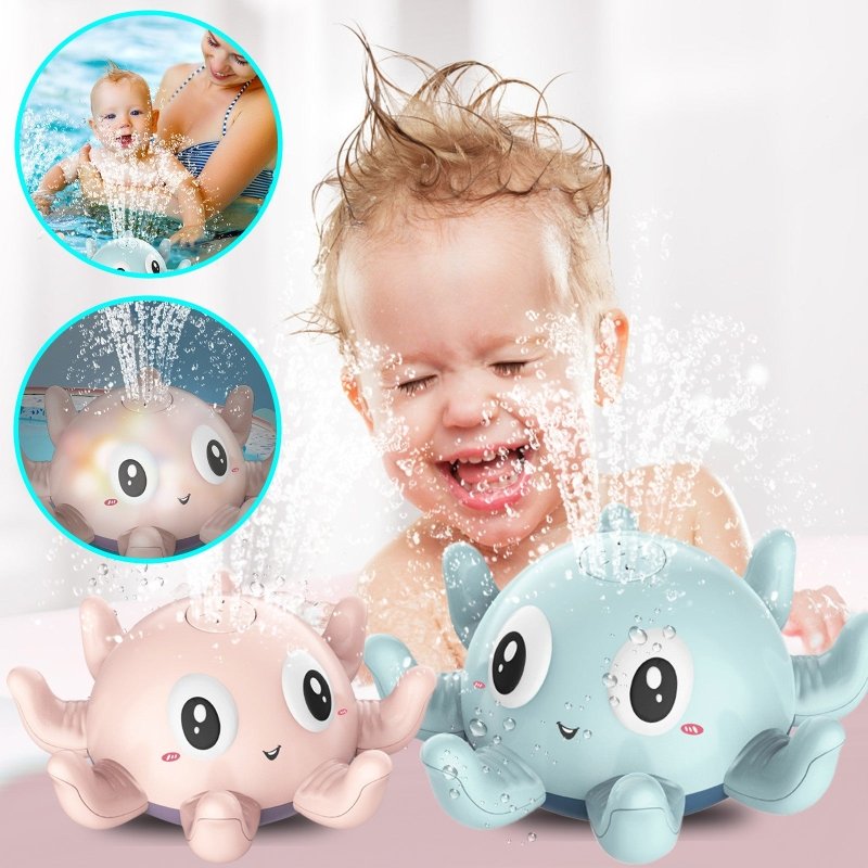 Children's Automatic Water Spray Bath Toys Bath Fun Toys With Flashing Water Spray Toy Baby Swimming Shower With Toys New $20.77 Dana Fashion Color: Blue Toys & Hobbies Overview: [Happy bathing time for the baby] When the luminous bath toy is placed in th