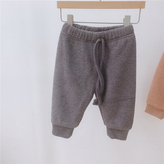 Children's Casual Pants Plus Cashmere Autumn And Winter Clothes $45.23 Dana Fashion Color: Browngrey Size: 66cm Baby Clothing Product information: Style: Korean Fabric name: Knitting Security level: Class A Length: trousers Main fabric composition: cotton