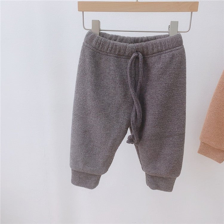 Children's Casual Pants Plus Cashmere Autumn And Winter Clothes $45.23 Dana Fashion Color: Browngrey Size: 66cm Baby Clothing Product information: Style: Korean Fabric name: Knitting Security level: Class A Length: trousers Main fabric composition: cotton