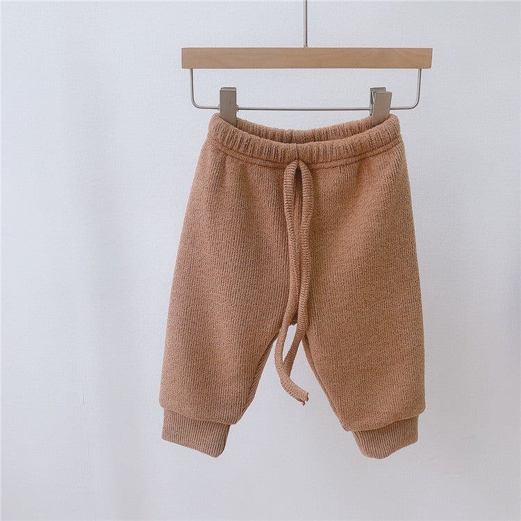 Children's Casual Pants Plus Cashmere Autumn And Winter Clothes $45.23 Dana Fashion Color: Caramel Size: 66cm Baby Clothing Product information: Style: Korean Fabric name: Knitting Security level: Class A Length: trousers Main fabric composition: cotton M