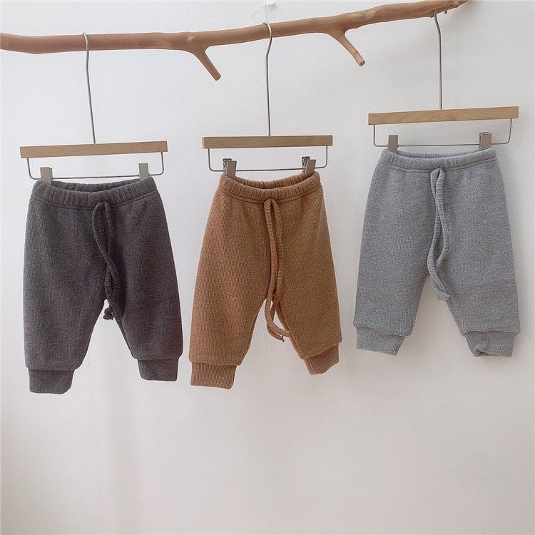 Children's Casual Pants Plus Cashmere Autumn And Winter Clothes $45.23 Dana Fashion Color: Browngrey Size: 66cm Baby Clothing Product information: Style: Korean Fabric name: Knitting Security level: Class A Length: trousers Main fabric composition: cotton