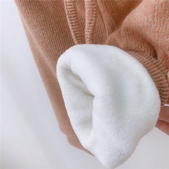 Children's Casual Pants Plus Cashmere Autumn And Winter Clothes $45.23 Dana Fashion Color: Browngrey Size: 66cm Baby Clothing Product information: Style: Korean Fabric name: Knitting Security level: Class A Length: trousers Main fabric composition: cotton