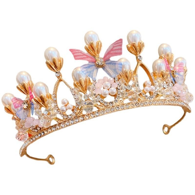 Children's Children's Crown Headdress Girls Princess Crown Hair Clip $23.50 Dana Fashion Color: 10Golden Pearl Women's Accessories Product information: Pattern: Cross/Crown/Roman numerals Treatment Process: Electroplating Type: Hair accessories suit Color