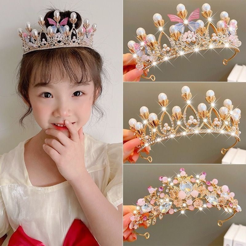Children's Children's Crown Headdress Girls Princess Crown Hair Clip $23.50 Dana Fashion Color: 10Golden Pearl Women's Accessories Product information: Pattern: Cross/Crown/Roman numerals Treatment Process: Electroplating Type: Hair accessories suit Color