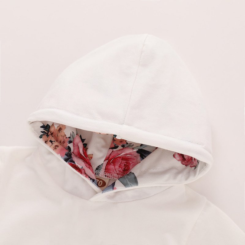 Children's hood printing suit $25.50 Dana Fashion Color: White Size: 100cm Baby Clothing Applicable gender: female Style: European and American Suit type: pants suit Suitable age: newborns (0~1 years old, 80cm and below) Sleeve length: long sleeve Whether
