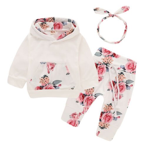 Children's hood printing suit $25.50 Dana Fashion Color: White Size: 100cm Baby Clothing Applicable gender: female Style: European and American Suit type: pants suit Suitable age: newborns (0~1 years old, 80cm and below) Sleeve length: long sleeve Whether
