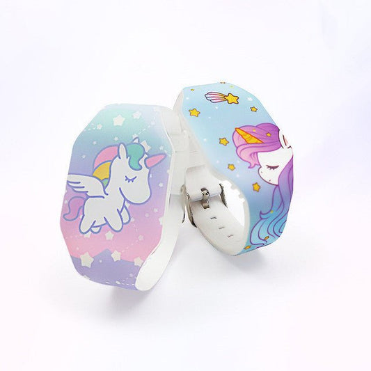 Children's Iuminous Watch LED Cartoon Glowing Toy Watch $45.52 Dana Fashion Color: Unicorn Blue A Toys & Hobbies Applicable age: 3 years old, 6 years old, 7 years old, 8 years old, 9 years old, 10 years old, 11 years old, 12 years old Origin: Asia Pacific