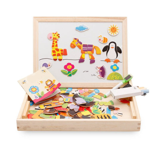 Children's Magnetic Jigsaw Puzzle Toy Cute Cartoon Animal Jigsaw Puzzle Picture Board Children's Educational Toy $38.64 Dana Fashion default: default Toys & Hobbies Overview: Easy to store. Artboard and magnetic stickers two in one. Double-sided easel wit