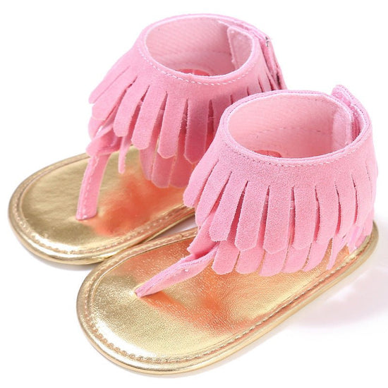 Children's sandals summer new girls sandals wholesale retro tassel flannel baby sandals $17.16 Dana Fashion Color: Pink Size: 13cm Baby & Mother Way of wearing velcro Product Category Sandals pattern: plain For the season: Summer Upper material flannel