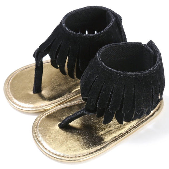 Children's sandals summer new girls sandals wholesale retro tassel flannel baby sandals $17.16 Dana Fashion Color: Black Size: 11cm Baby & Mother Way of wearing velcro Product Category Sandals pattern: plain For the season: Summer Upper material flannel