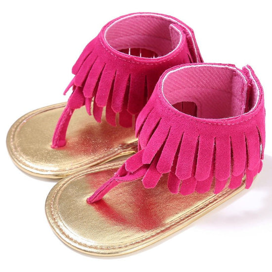 Children's sandals summer new girls sandals wholesale retro tassel flannel baby sandals $17.16 Dana Fashion Color: Pink Size: 11cm Baby & Mother Way of wearing velcro Product Category Sandals pattern: plain For the season: Summer Upper material flannel